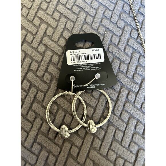 Attitude Jewelry Montana Silversmiths Hoop Earrings & Necklace Turquoise Western - Picture 5 of 10